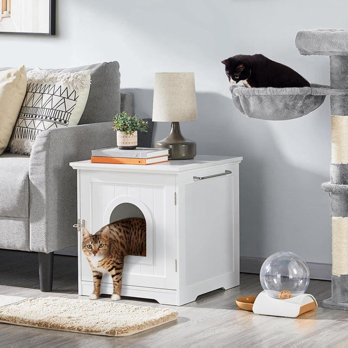 Caixa de Areia para gatos com porta de entrada 48,5 x 51 x 51,5 cm, (cinzento ou branco) - PetDoctors - Loja Online