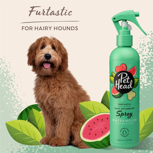 PET HEAD Furtastic Spray de higiene para cães de pelo longo e encaracolado 300 ml, aroma de melancia. Shampoo seco desembaraçante com ingredientes naturais e veganos. Fórmula suave para cães - PetDoctors - Loja Online