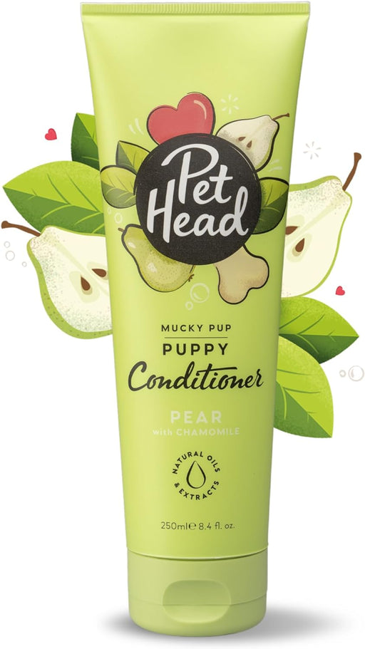 PET HEAD Mucky Puppy Condicionador para cachorros 250 ml, aroma de pêra. Hipoalergénico com ingredientes naturais. Fórmula suave para cães e cachorros com mais de 8 semanas de idade - PetDoctors - Loja Online