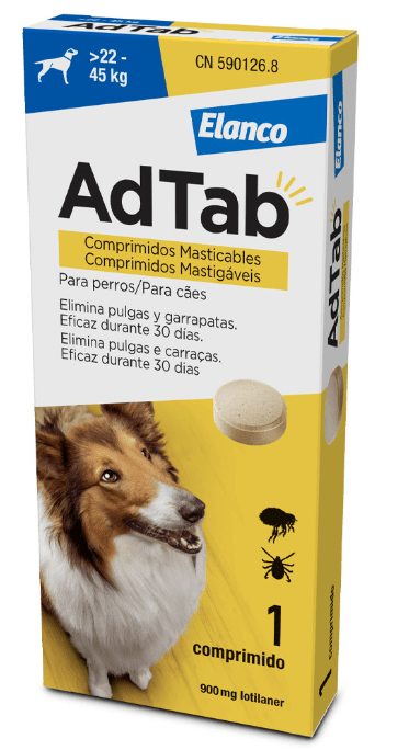 AdTab Comprimido mastigável contra pulgas e carraças para cães de 22 a 45 kg - AdTab (1 Comprimido) - PetDoctors - Loja Online