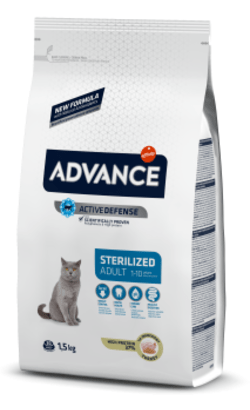 Advance Cat Sterilized | Turkey & Barley | 400 gr | 1,5 kg | 3 kg | 10 kg | 15 kg - PetDoctors - Loja Online