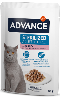 Advance Cat Sterilized Turkey | Wet (Saqueta) | Caixa de 12 Saquetas 85 gramas - PetDoctors - Loja Online