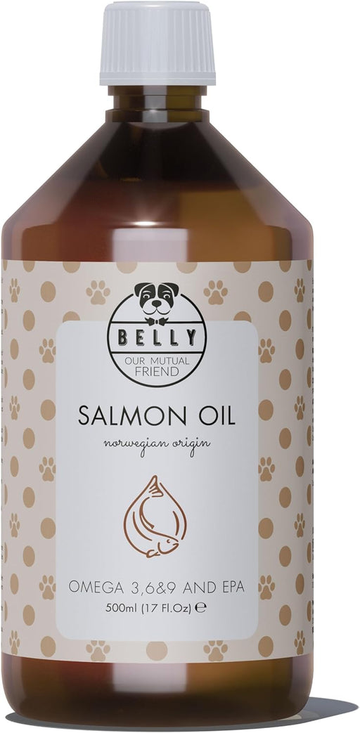 Belly óleo de salmão para cães 100% natural (500 ml) óleo salmão para cães com ômega 6 e ômega 3 cães - suplemento alimentar cães - PetDoctors - Loja Online