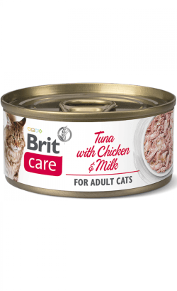 Brit Care Cat Tuna with Chicken and Milk | Wet (Lata) | 6 Latas x 70 gramas | Alimento SuperPremium para Gatos Adultos - PetDoctors - Loja Online