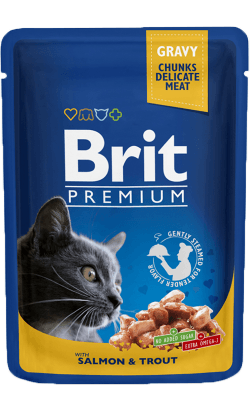 Brit Premium by Nature Cat Wet | Salmon & Trout (Saqueta) | 100 gramas - PetDoctors - Loja Online