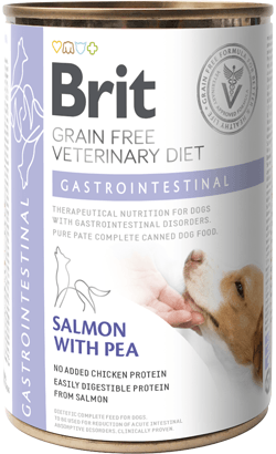 Brit Veterinary Diet Dog Gastrointestinal Grain-Free Salmon with Pea | Wet (Lata) | 400 g - Para Cães com problemas Gastro Intestinais - PetDoctors - Loja Online