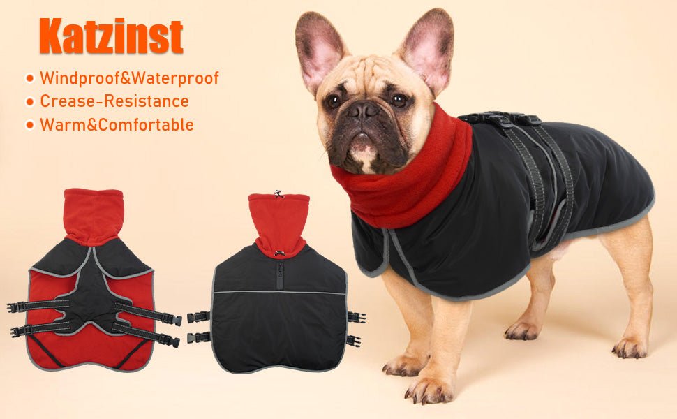 Casaco para cães, casaco impermeável de outono/inverno, com tiras refletoras, cintura ajustável, quente e confortável - PetDoctors - Loja Online