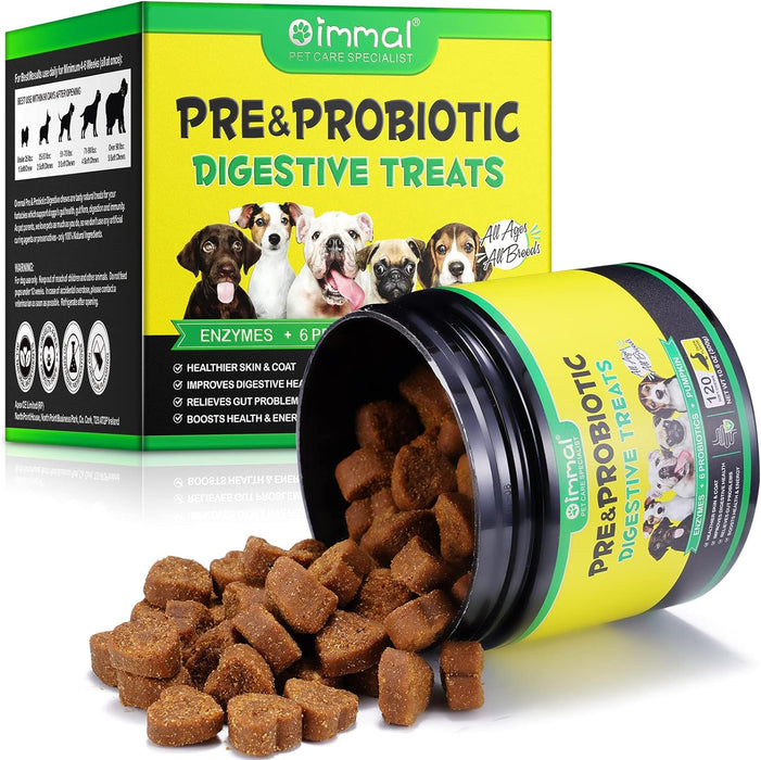 Comprimidos para mastigar probióticos para todos os cães, guloseimas digestivas pré e probióticas (desconforto no estômago, inchaço, comichão, diarreia) (300 gr, 120 unidades) - PetDoctors - Loja Online