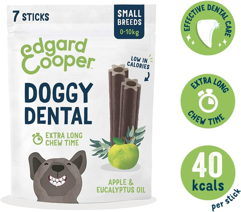 Edgard & Cooper Dental Stick para cães pequenos 56 barras para a higiene oral - prémios naturais sem cereais 7 Sticks x 8 Eucalipto e maçã, higiene oral, baixo em calorias, hálito fresco - PetDoctors - Loja Online