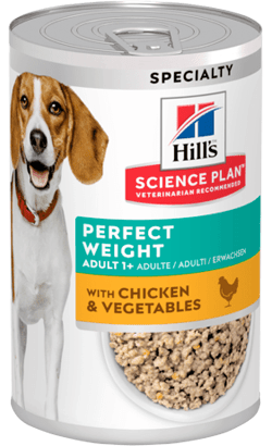 Hills Science Plan Perfect Weight Dog with Chicken & Vegetables| Wet (Lata) | 12 latinhas x 370 gr cada - PetDoctors - Loja Online