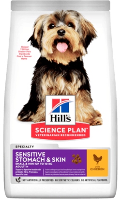 Hills Science Plan Sensitive Stomach & Skin Small & Mini Adult Dog with Chicken | 1,5 kg - PetDoctors - Loja Online