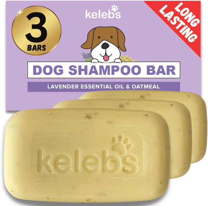 Kelebs Anticomichão | champô sólido para cães, para pele sensível e dermatite | anti-comichão com óleo de lavanda calmante, conjunto de 3 barras, sabão natural BIO e vegano - PetDoctors - Loja Online