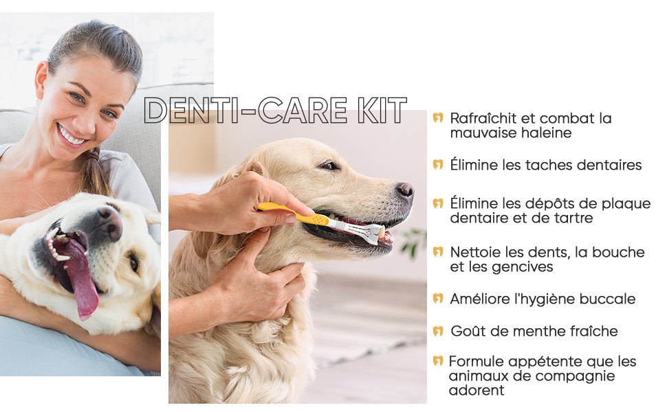 Kit Pasta Dentífrica para Cães 2x100 gramas Sabor a Menta + Escova de dentes 3 cabeças + 1 Dedeira - Anti Tártaro, Anti Mau Hálito - Cuidado orail para cães - PetDoctors - Loja Online