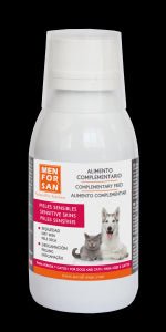 MENFORSAN PELE SENSÍVEL Alimento complementar líquido para cães e gatos com peles sensíveis | Ingredientes naturais | Para animais com pele atópica, vermelhidão ou excesso de gordura na pele (120 ml) - PetDoctors - Loja Online