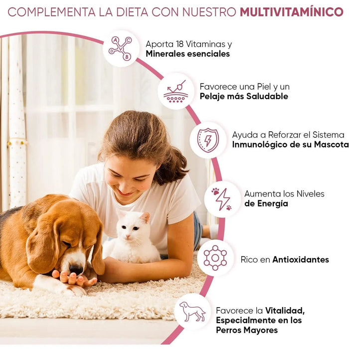 18 Multivitaminas e Minerais para Cães e Gatos, 365 comprimidos, vitamina A, B, C, D, ferro, cálcio, zinco - suporte imunitário - PetDoctors - Loja Online