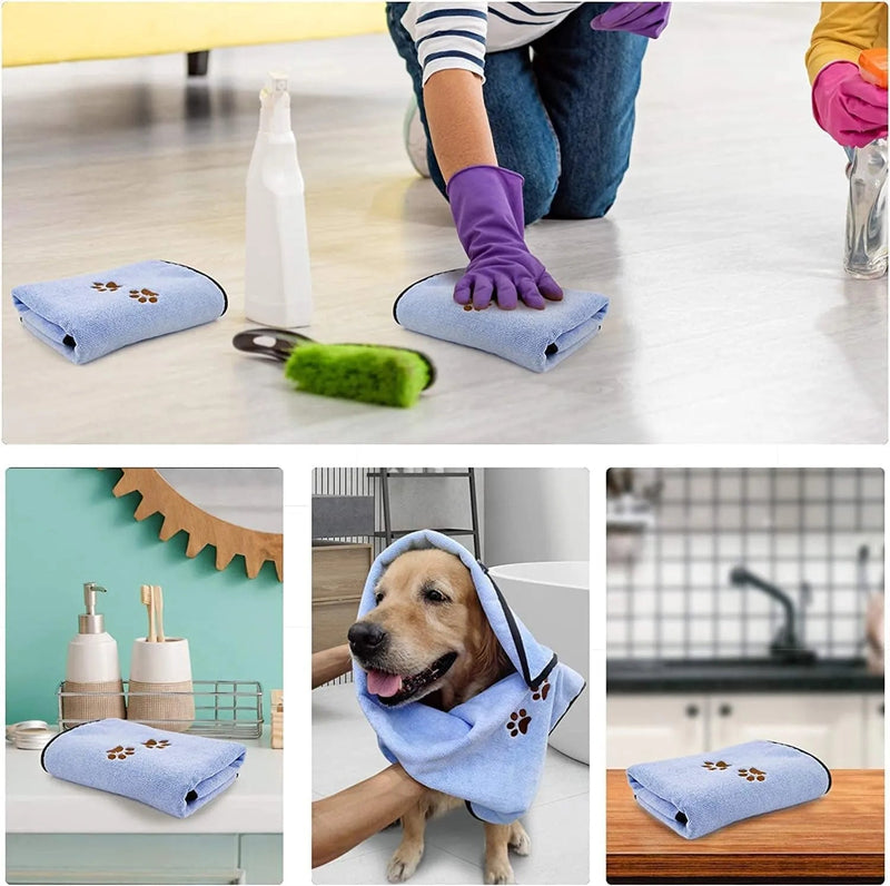 2 peças toalha de banho de microfibra absorvente para cão, gato, macio, confortável e de secagem rápida - PetDoctors - Loja Online