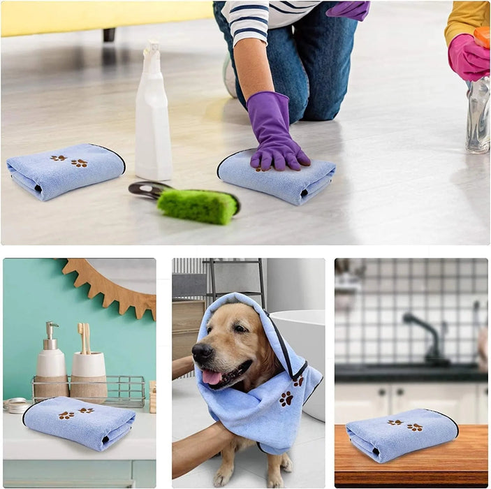 2 peças toalha de banho de microfibra absorvente para cão, gato, macio, confortável e de secagem rápida - PetDoctors - Loja Online