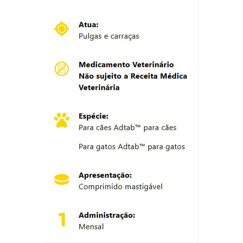 AdTab Cão Comprimido Antiparasitário | Pulgas e Carraças - Proteção 90 Dias Caixa com 3 comprimidos - PetDoctors - Loja Online