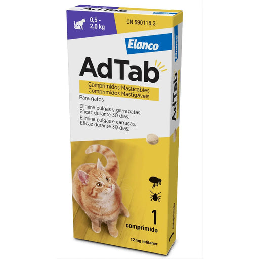 AdTab Comprimido mastigável contra pulgas e carraças para gatos de 0,5 a 2 kg - AdTab (1 Comprimido) - PetDoctors - Loja Online
