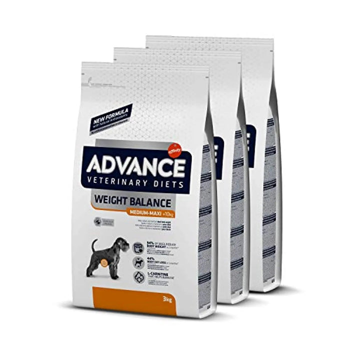 Advance Veterinary Diets Weight Balance Medium Maxi - Alimentação para Cães de Raças Médias e Grandes com Problemas de Excesso de peso - Pack de 3 x 3kg - Total 9kg - PetDoctors - Loja Online
