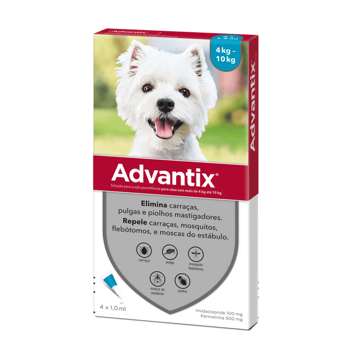 Advantix® - Pipetas Advantix® Desparasitante para cães - Conjunto de 4 Pipetas - PetDoctors - Loja Online