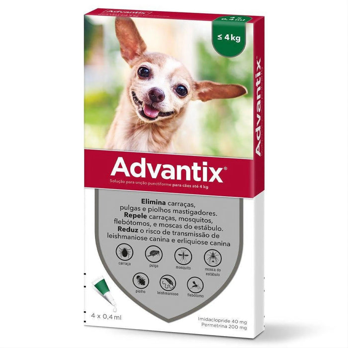 Advantix® - Pipetas Advantix® Desparasitante para cães - Conjunto de 4 Pipetas - PetDoctors - Loja Online