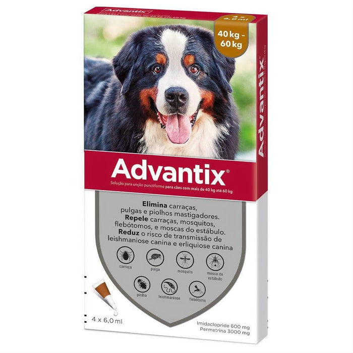 Advantix® - Pipetas Advantix® Desparasitante para cães - Conjunto de 4 Pipetas - PetDoctors - Loja Online
