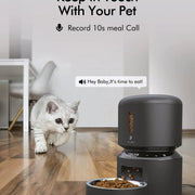 Alimentador Automático 3 L ideal para Gatos, com gravação de voz 10 seg, até 50 porções 6 refeições por dia, com tigela de aço inoxidável e tampa Twist Lock - PetDoctors - Loja Online
