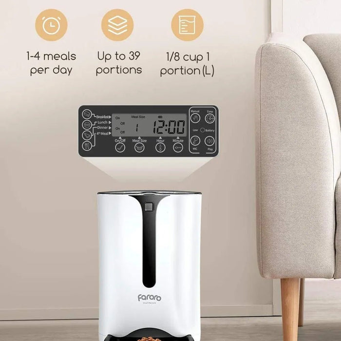 Alimentador Automático - Comedouro para Gatos ou Cães, com Temporizador, Ecrã LCD, Controlo de Porções - 7 litros - Até 4 refeições diárias - PetDoctors - Loja Online