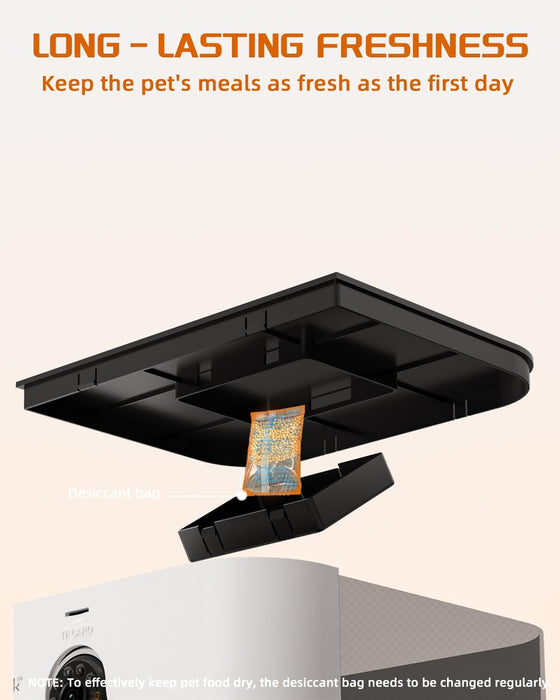 Alimentador automático para gatos com câmera de vigilância, dispensador de ração de 4 litros com programa de alimentação personalizado, gravação de voz de 15 segundos, alimentação dupla e brinquedo a laser. - PetDoctors - Loja Online