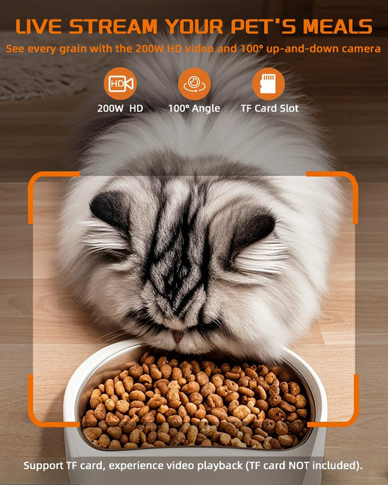 Alimentador automático para gatos com câmera de vigilância, dispensador de ração de 4 litros com programa de alimentação personalizado, gravação de voz de 15 segundos, alimentação dupla e brinquedo a laser. - PetDoctors - Loja Online