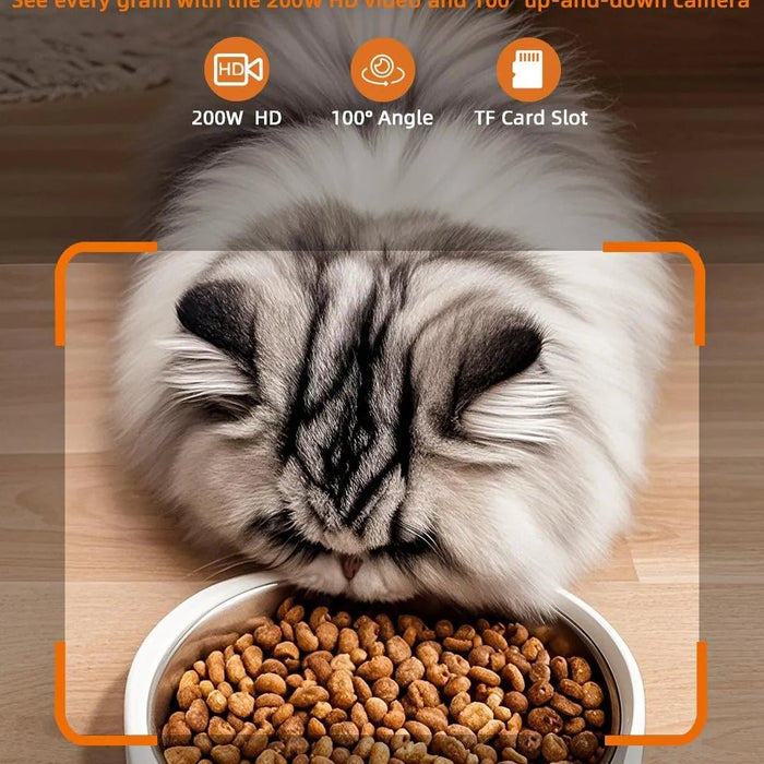 Alimentador automático para gatos com câmera de vigilância, dispensador de ração de 4 litros com programa de alimentação personalizado, gravação de voz de 15 segundos, alimentação dupla e brinquedo a laser. - PetDoctors - Loja Online