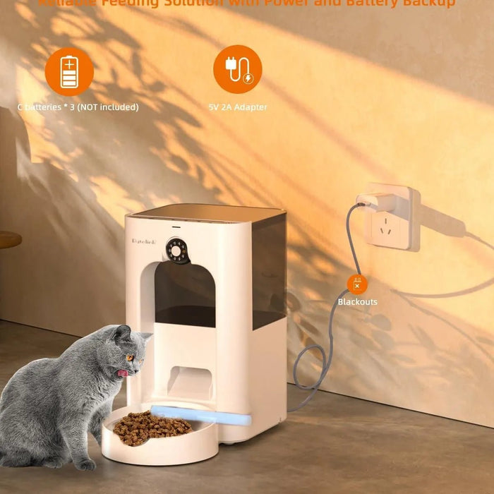 Alimentador automático para gatos com câmera de vigilância, dispensador de ração de 4 litros com programa de alimentação personalizado, gravação de voz de 15 segundos, alimentação dupla e brinquedo a laser. - PetDoctors - Loja Online