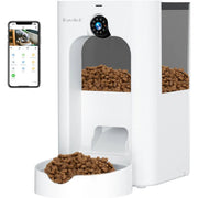 Alimentador automático para gatos com câmera de vigilância, dispensador de ração de 4 litros com programa de alimentação personalizado, gravação de voz de 15 segundos, alimentação dupla e brinquedo a laser. - PetDoctors - Loja Online