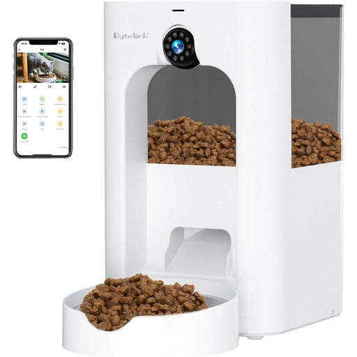 Alimentador automático para gatos com câmera de vigilância, dispensador de ração de 4 litros com programa de alimentação personalizado, gravação de voz de 15 segundos, alimentação dupla e brinquedo a laser. - PetDoctors - Loja Online