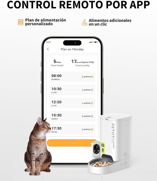 ❤️ Alimentador de 🐱 gatos ou 🐶 cães pequenos, automático com câmera, 1080P HD, função AI, 3L, 2,4 G WiFi, áudio bidirecional, controlo por aplicativo, tigela de aço inoxidável (PETKIT) - PetDoctors - Loja Online