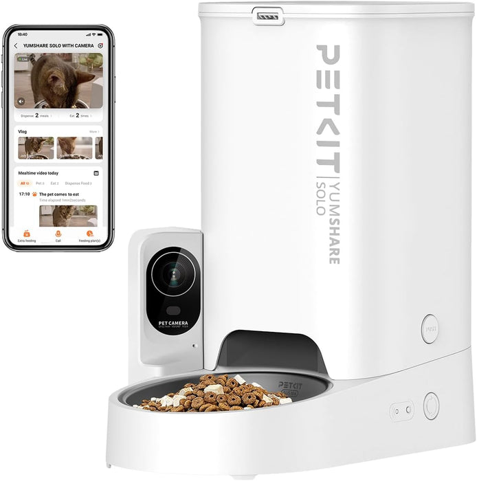 ❤️ Alimentador de 🐱 gatos ou 🐶 cães pequenos, automático com câmera, 1080P HD, função AI, 3L, 2,4 G WiFi, áudio bidirecional, controlo por aplicativo, tigela de aço inoxidável (PETKIT) - PetDoctors - Loja Online