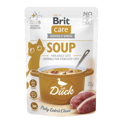 Alimento húmido para Gatos Brit Care Cat Soup with Duck | Wet (Saqueta) | 15 saquetas x 75 g - PetDoctors - Loja Online