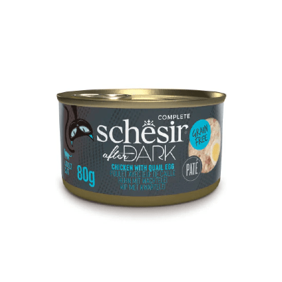 Alimento húmido para Gatos Schesir Cat After Dark Filete de Frango com Ovo de Codorniz em Caldo | Wet (Lata) | 12 latas x 80 g - PetDoctors - Loja Online