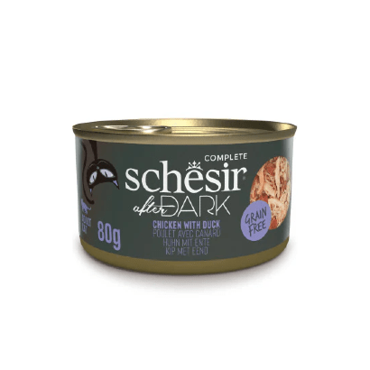 Alimento húmido para Gatos Schesir Cat After Dark Filete de Frango com Pato em Caldo | Wet (Lata) | 12 latas x 80 g - PetDoctors - Loja Online