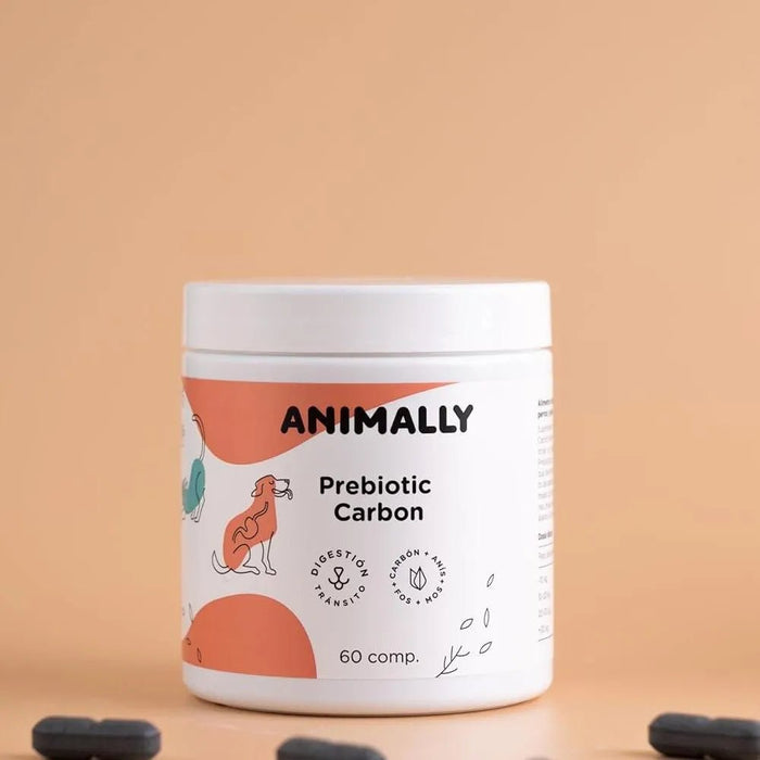 Animally Prébiotico Carvão Ativado - 60 comprimidos - Saúde digestiva - Prebióticos para cães - PetDoctors - Loja Online