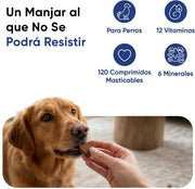 Animigo Multivitaminas e Minerais para cão: 18 vitaminas e minerais para apoio imunológico, pele, pêlo e articulações- embalagem 120 biscoitos mastigáveis - PetDoctors - Loja Online