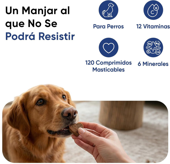 Animigo Multivitaminas e Minerais para cão: 18 vitaminas e minerais para apoio imunológico, pele, pêlo e articulações- embalagem 120 biscoitos mastigáveis - PetDoctors - Loja Online