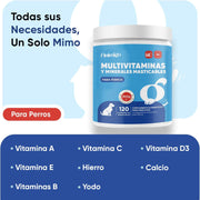 Animigo Multivitaminas e Minerais para cão: 18 vitaminas e minerais para apoio imunológico, pele, pêlo e articulações- embalagem 120 biscoitos mastigáveis - PetDoctors - Loja Online