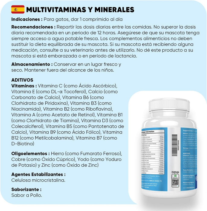 Animigo Multivitaminas e Minerais para gato: 18 vitaminas e minerais para apoio imunológico, pele, pêlo e articulações- embalagem 120 biscoitos mastigáveis - PetDoctors - Loja Online
