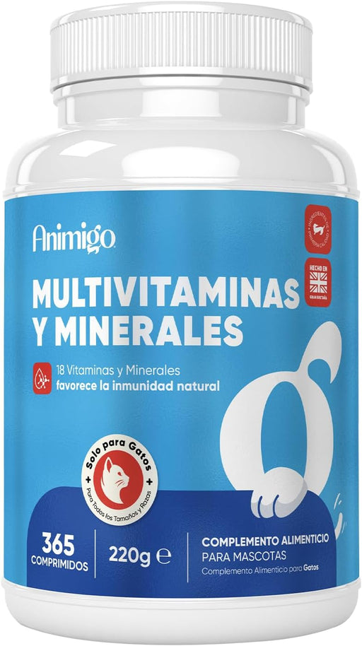 Animigo Multivitaminas e Minerais para gato: 18 vitaminas e minerais para apoio imunológico, pele, pêlo e articulações- embalagem 120 biscoitos mastigáveis - PetDoctors - Loja Online