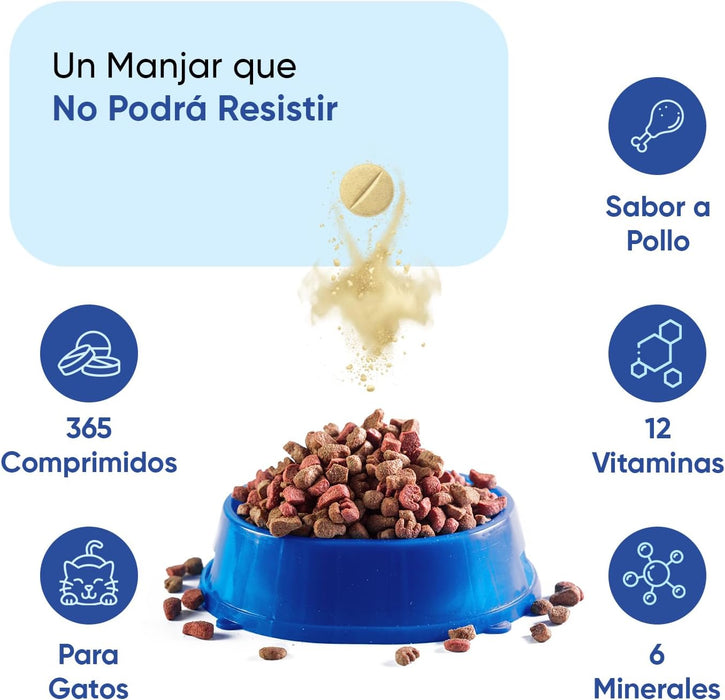 Animigo Multivitaminas e Minerais para gato: 18 vitaminas e minerais para apoio imunológico, pele, pêlo e articulações- embalagem 120 biscoitos mastigáveis - PetDoctors - Loja Online