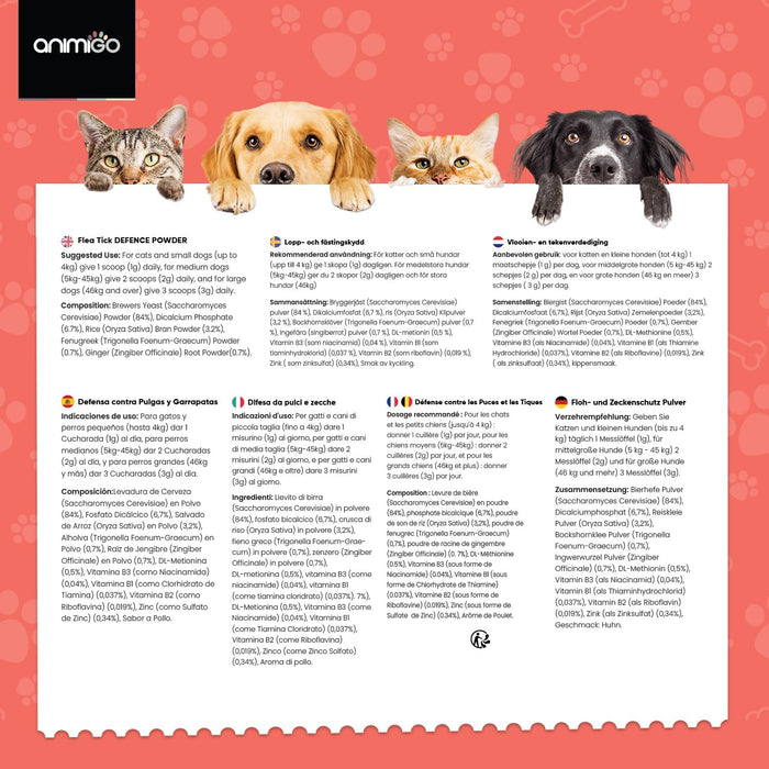 Antiparasitário em pó para cães e gatos, com sabor a frango, proteção natural formulado com ingredientes naturais, vitaminas grupo B e zinco (100 gramas) - PetDoctors - Loja Online