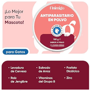 Antiparasitário em pó para gatos, proteção natural formulado com ingredientes naturais, vitaminas grupo B e zinco (100 gramas) - PetDoctors - Loja Online