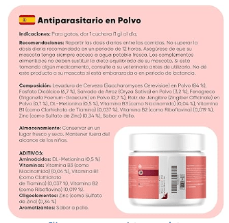 Antiparasitário em pó para gatos, proteção natural formulado com ingredientes naturais, vitaminas grupo B e zinco (100 gramas) - PetDoctors - Loja Online